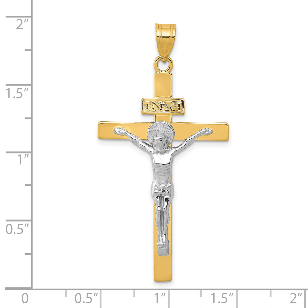 10K Two-tone INRI Crucifix Pendant-10D3666