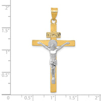 10K Two-tone INRI Crucifix Pendant-10D3666