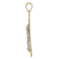 10K Two-tone INRI Crucifix Pendant-10D3667