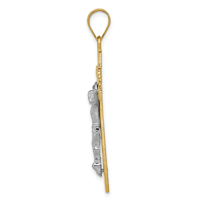 10K Two-tone INRI Crucifix Pendant-10D3667
