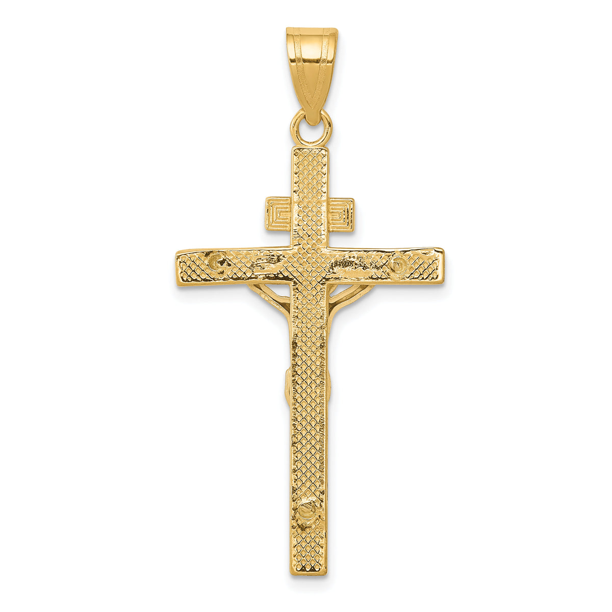 10K Two-tone INRI Crucifix Pendant-10D3667