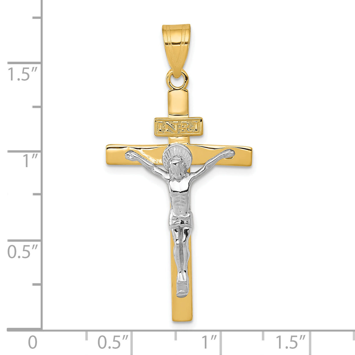 10K Two-tone INRI Crucifix Pendant-10D3667