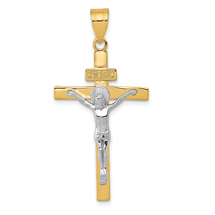 10K Two-tone INRI Crucifix Pendant-10D3667