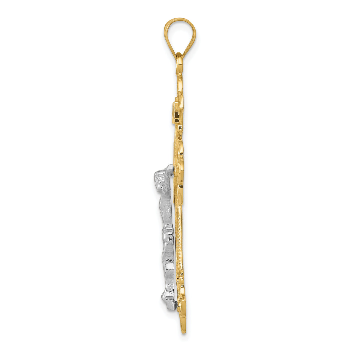 10K Two-tone INRI Crucifix Pendant-10D3672