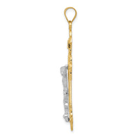 10K Two-tone INRI Crucifix Pendant-10D3672