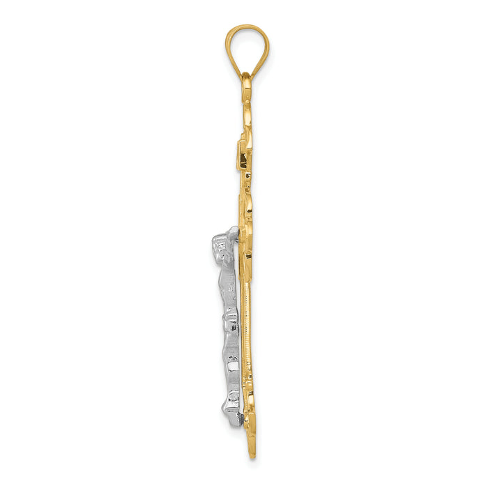 10K Two-tone INRI Crucifix Pendant-10D3672