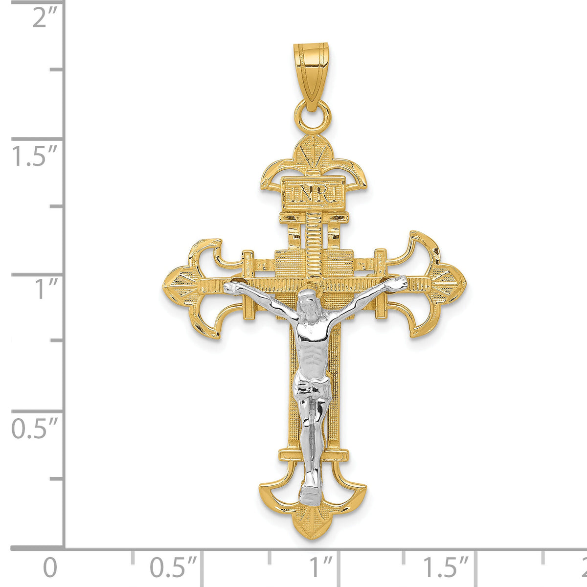 10K Two-tone INRI Crucifix Pendant-10D3672