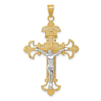 10K Two-tone INRI Crucifix Pendant-10D3672