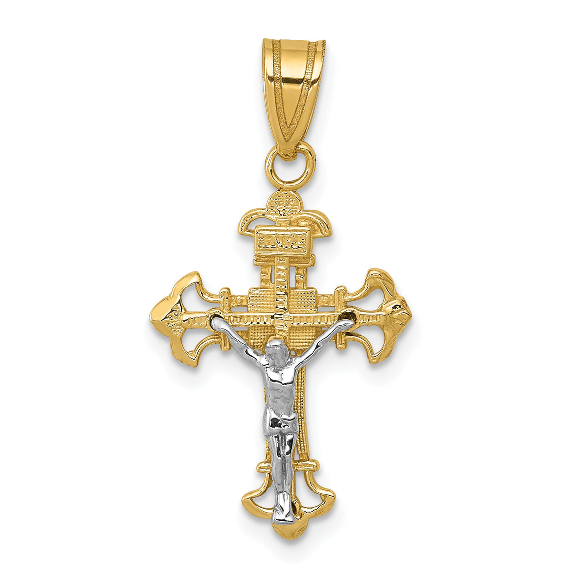 10K Two-tone INRI Crucifix Charm-10D3675