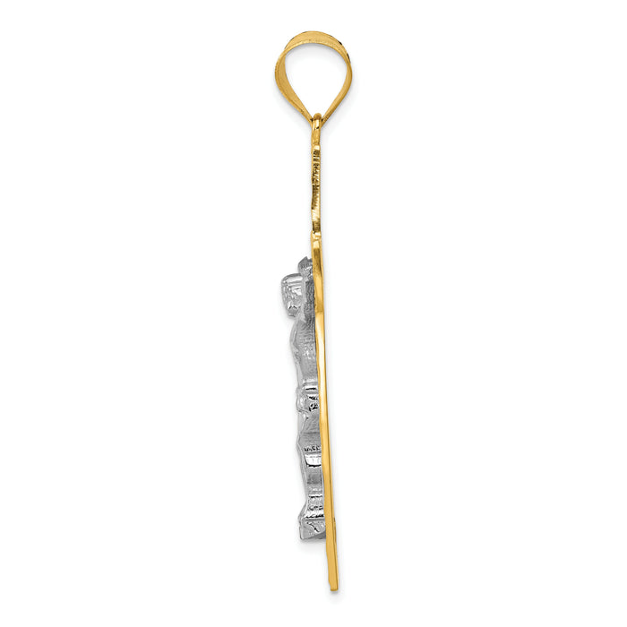 10K Two-tone Diamond-cut Crucifix Pendant-10D3686
