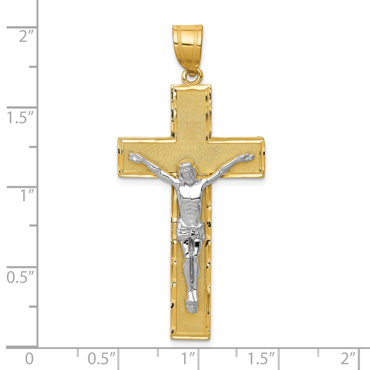 10K Two-tone Diamond-cut Crucifix Pendant-10D3686