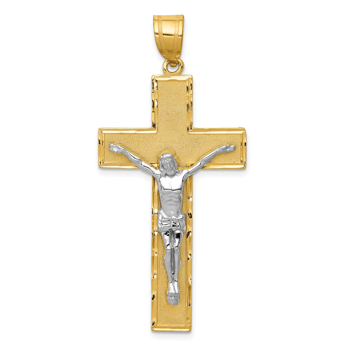 10K Two-tone Diamond-cut Crucifix Pendant-10D3686