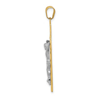 10K Two-tone Diamond-cut Crucifix Pendant-10D3687