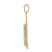 10K Two-tone Diamond-cut Crucifix Pendant-10D3688