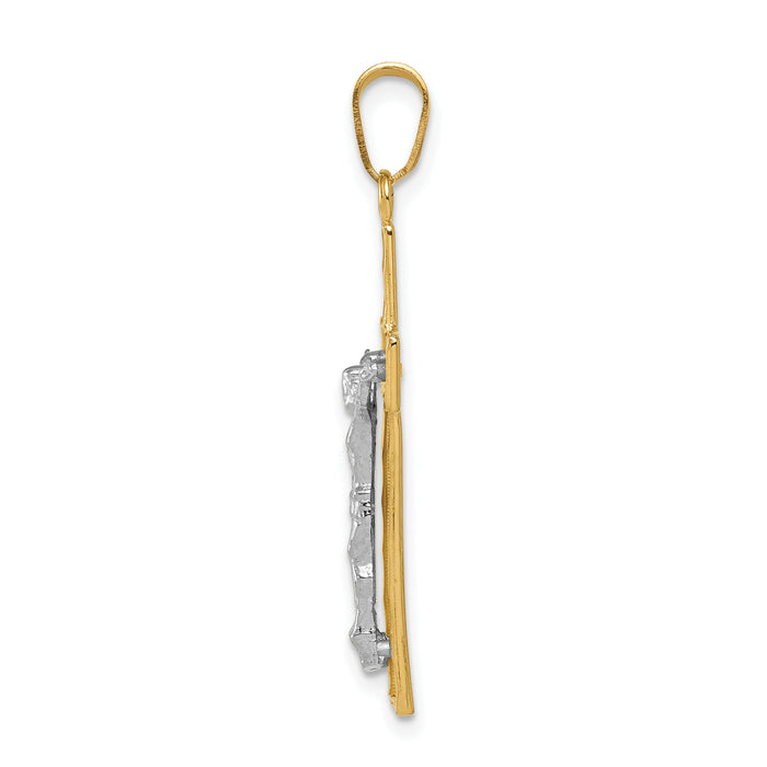 10K Two-tone Diamond-cut Crucifix Pendant-10D3688