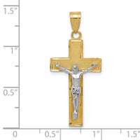 10K Two-tone Diamond-cut Crucifix Pendant-10D3688
