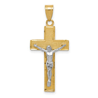 10K Two-tone Diamond-cut Crucifix Pendant-10D3688