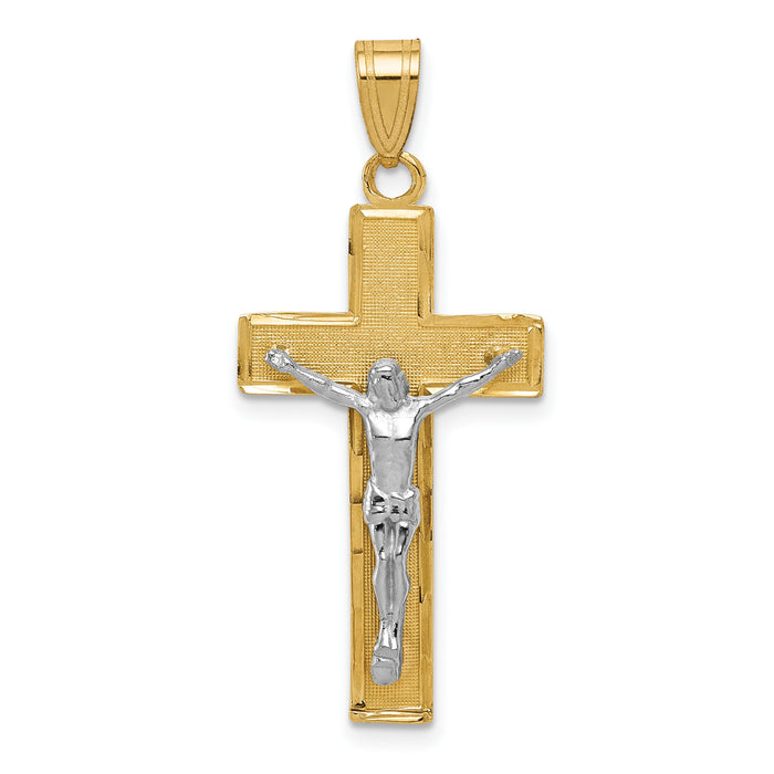 10K Two-tone Diamond-cut Crucifix Pendant-10D3688