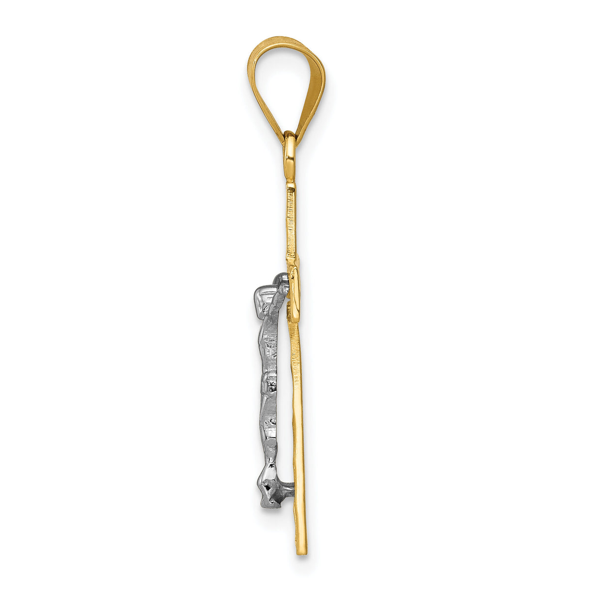 10K Two-tone Diamond-cut Crucifix Charm-10D3689