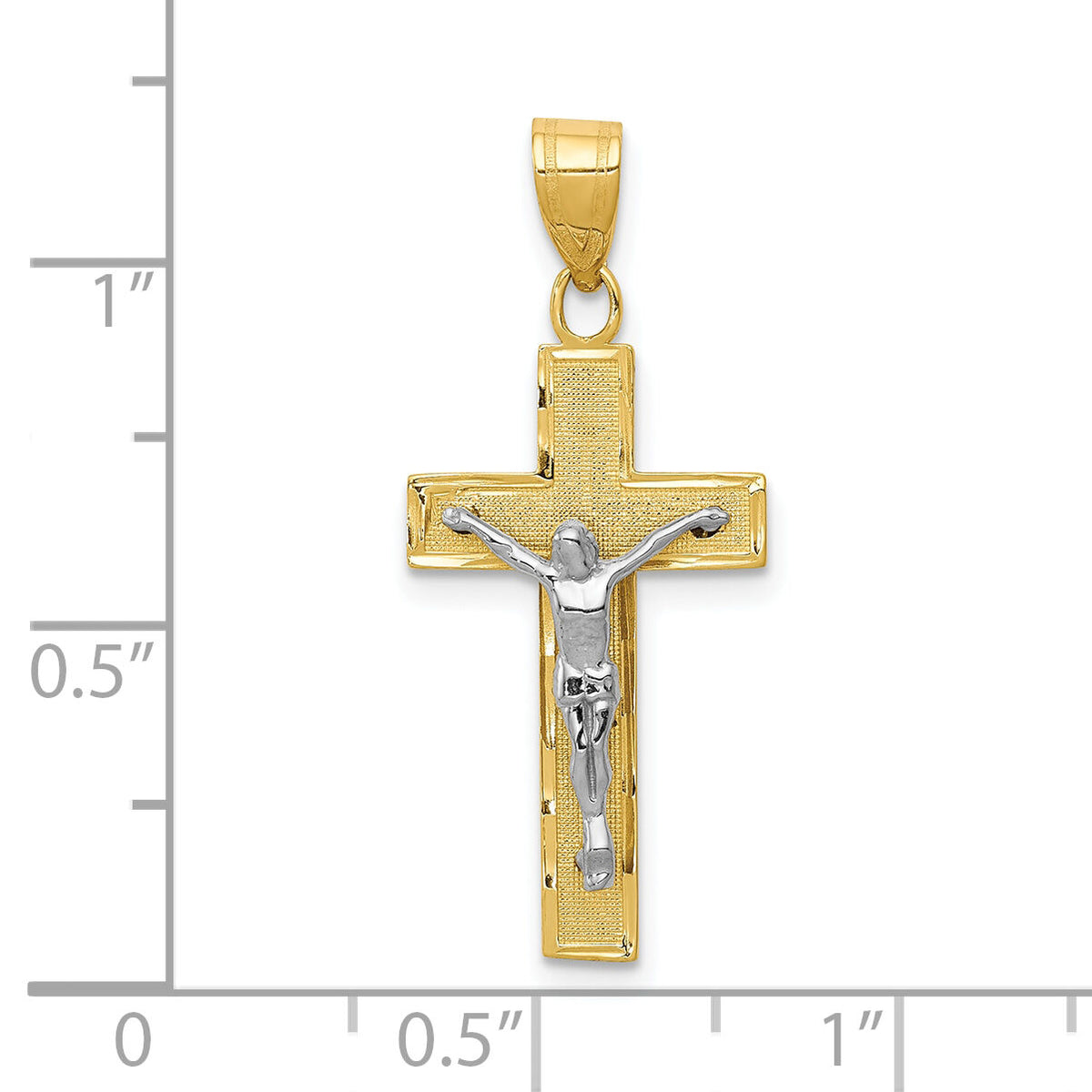 10K Two-tone Diamond-cut Crucifix Charm-10D3689