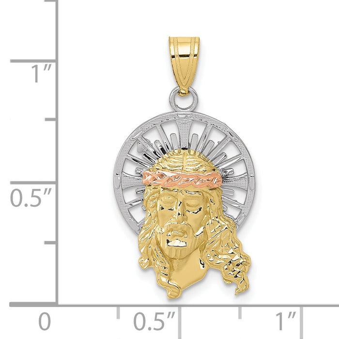10K Tri-color Diamond-cut Christ Charm-10D3702