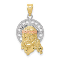 10K Tri-color Diamond-cut Christ Charm-10D3702