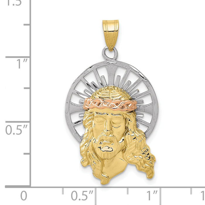 10K Tri-color Diamond-cut Christ Charm-10D3703