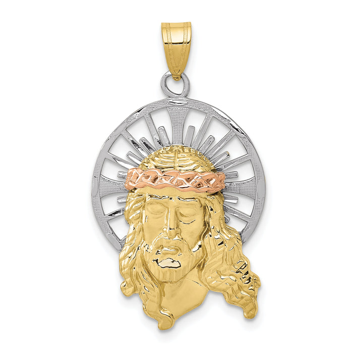 10K Tri-color Diamond-cut Christ Charm-10D3703