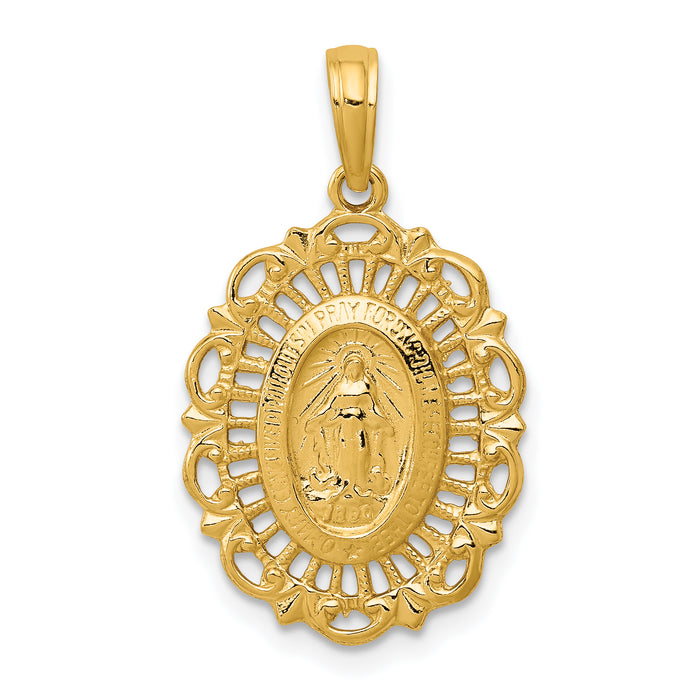 10k Oval Miraculous Medal Pendant-10D3705