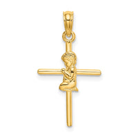 10k Praying Boy Cross Charm-10D3733