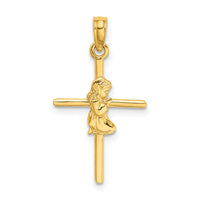 10k Praying Girl Cross Charm-10D3734