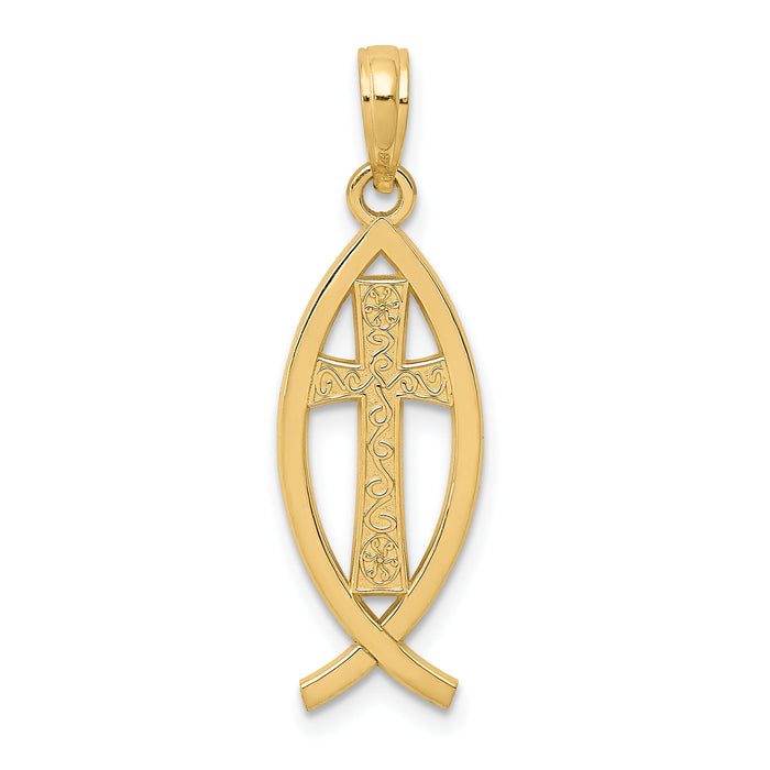 10k Ichthus Fish Pendant-10D3741