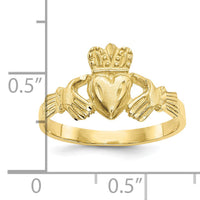 10K Satin & Diamond-cut Claddagh Ring-10D3816