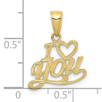10K Polished & Textured I Heart You Pendant-10D3869