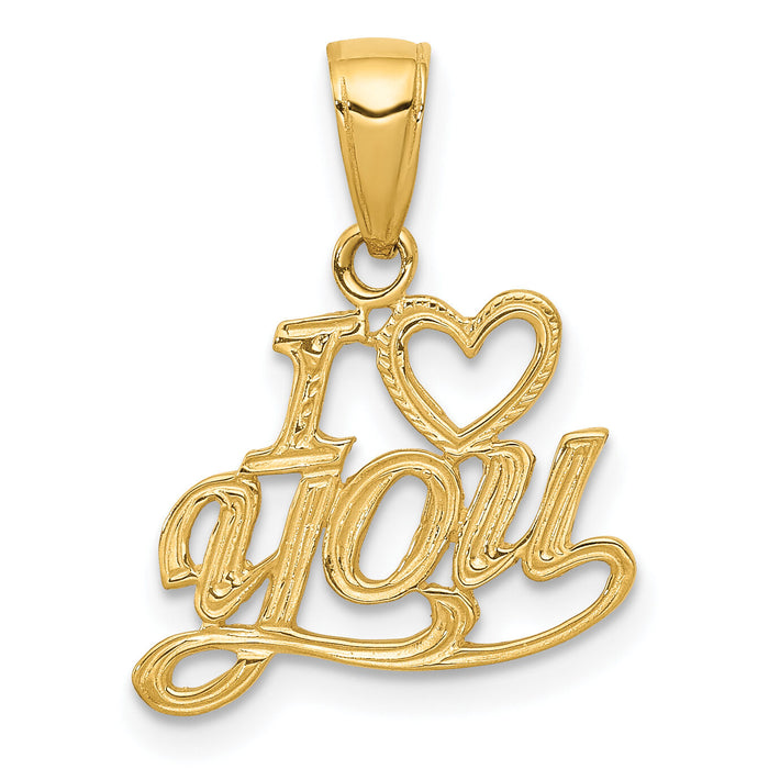 10K Polished & Textured I Heart You Pendant-10D3869