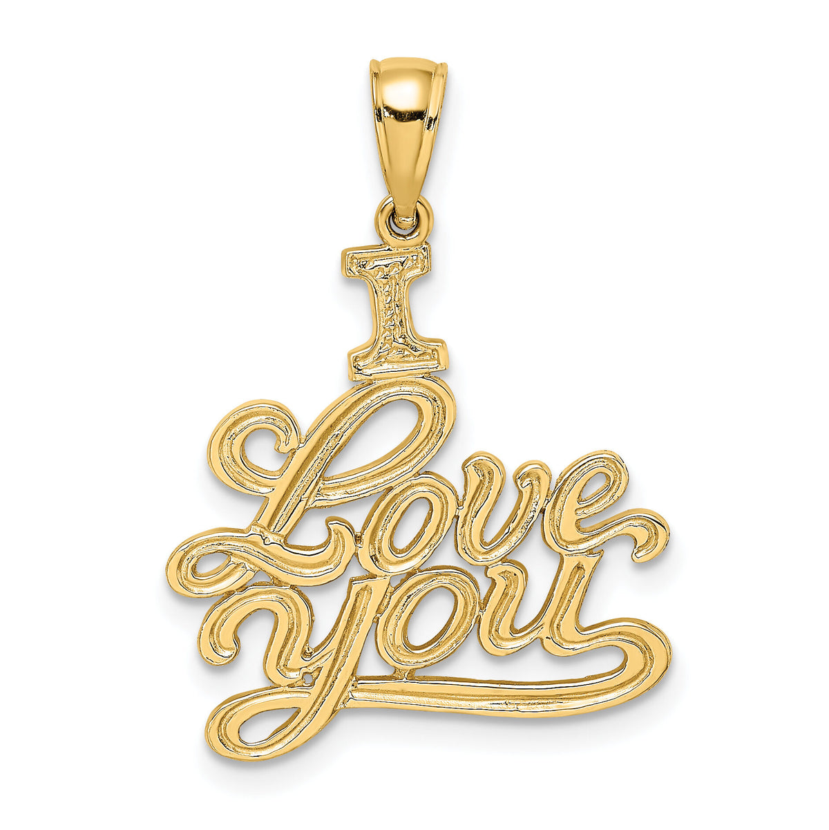 10K Textured I LOVE YOU Pendant-10D3871