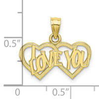 10K Polished /Textured I LOVE YOU Double Heart Pendant-10D3872