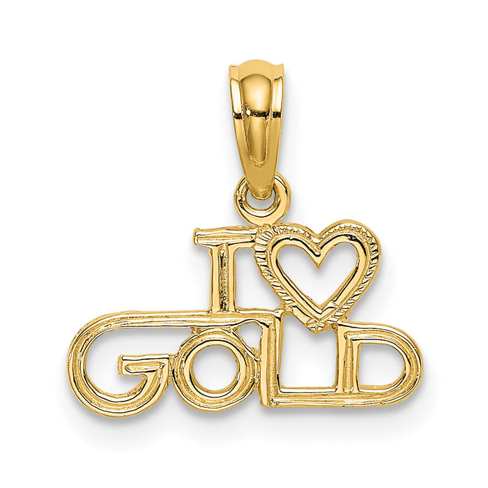 10K Polished / Textured I LOVE GOLD Charm-10D3900