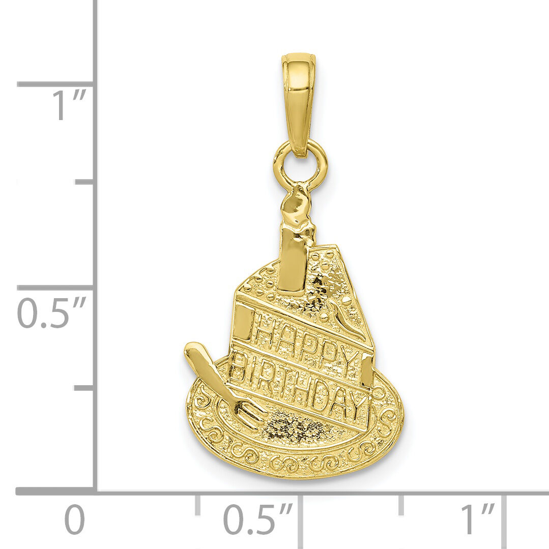 10K Slice Of Cake With Candle HAPPY BIRTHDAY Pendant-10D3921