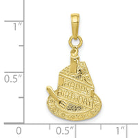 10K Slice Of Cake With Candle HAPPY BIRTHDAY Pendant-10D3921