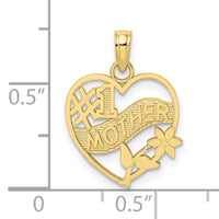 10K #1 MOTHER In Heart Frame Pendant-10D3942