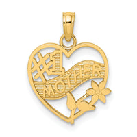 10K #1 MOTHER In Heart Frame Pendant-10D3942