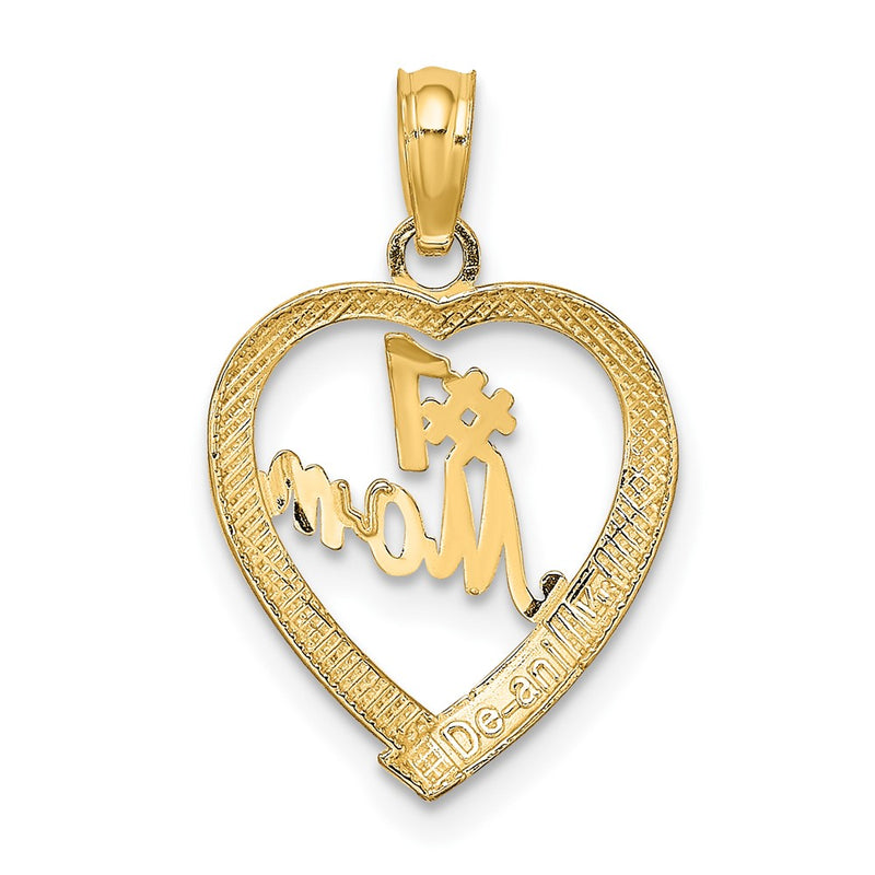 10K #1 MOM In Heart Pendant-10D3943