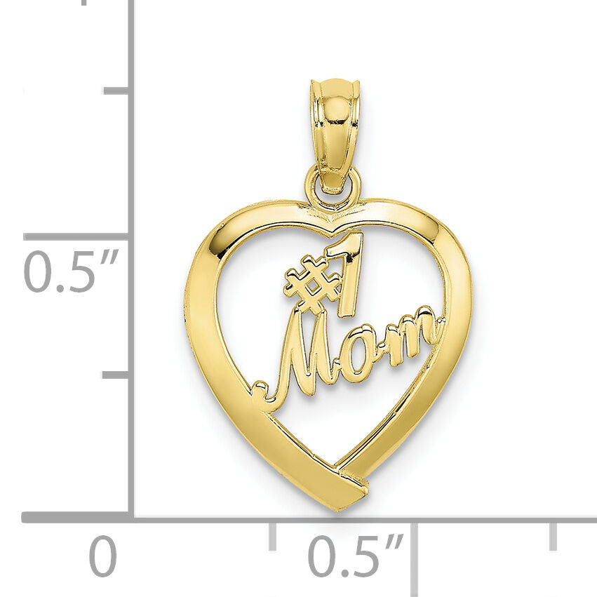 10K #1 MOM In Heart Pendant-10D3943