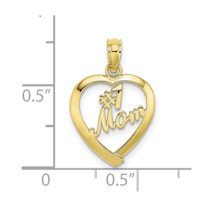 10K #1 MOM In Heart Pendant-10D3943