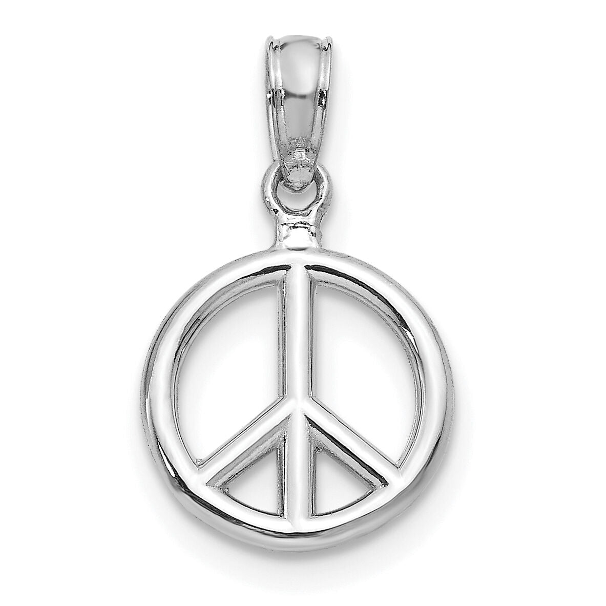 10K White Gold Polished Peace Symbol Pendant-10D4053W