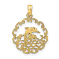 10K Cut-out Jumping Dolphins Pendant-10D4115