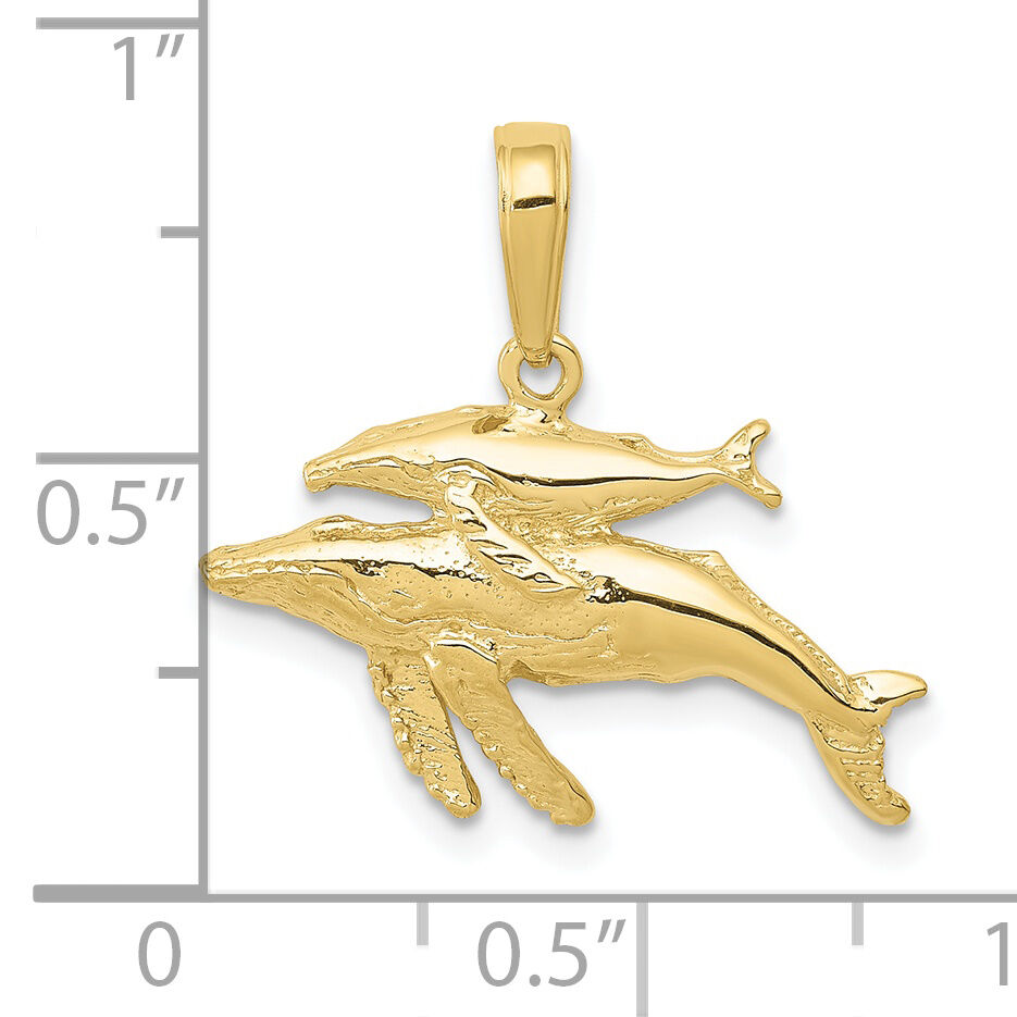 10K Mother and Baby Humpback Whale Pendant-10D4130