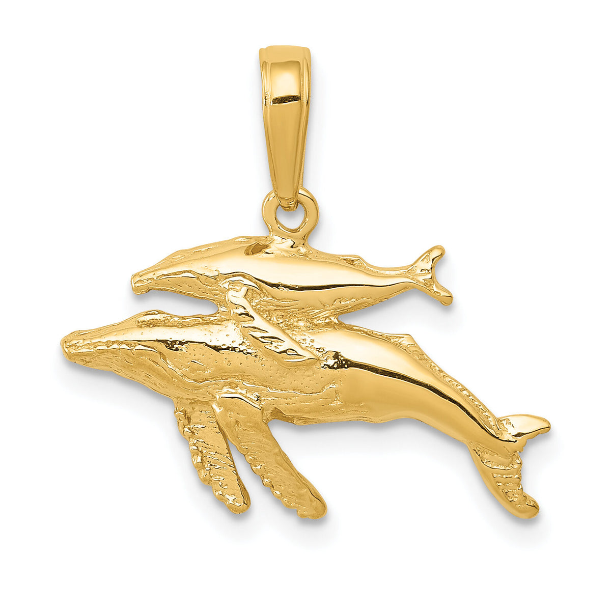 10K Mother and Baby Humpback Whale Pendant-10D4130