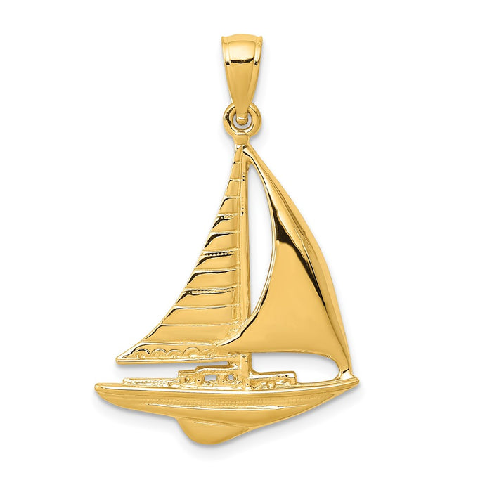 10K 2-D Sailboat Pendant-10D4156